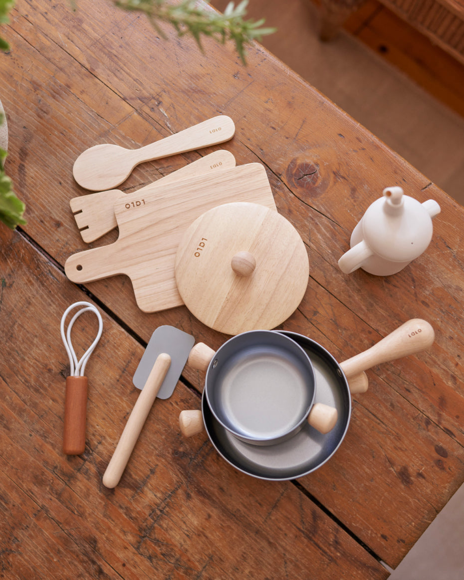 The Play Kitchen + Complete Chef Set at Lalo