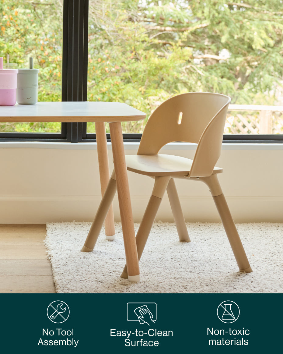 lalo2.0_coconut,sage,rose,licorice,slate,biscotti, no tool assembly, easy to clean surface, non toxic materials