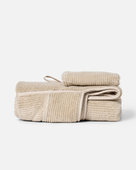 The Ribbed Hooded Towel + Bath Mitt