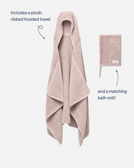 The Ribbed Hooded Towel + Bath Mitt