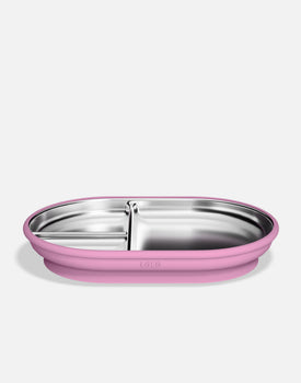 Stainless Suction Plate in Bubble Gum