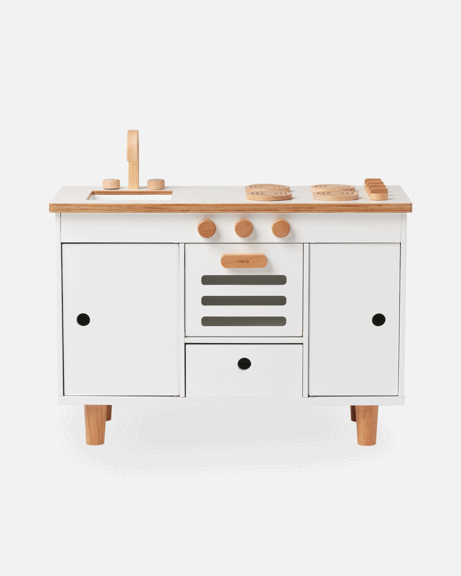 The Play Kitchen + Complete Chef Set at Lalo