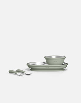 Stainless Mealtime Essentials - 4pc Set in Sage