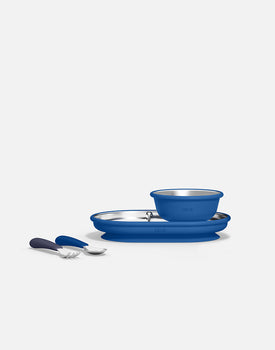 Stainless Mealtime Essentials - 4pc Set in Blue Raspberry