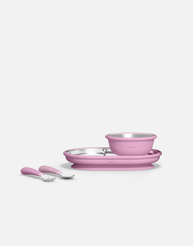 Stainless Mealtime Essentials - 4pc Set in Bubble Gum